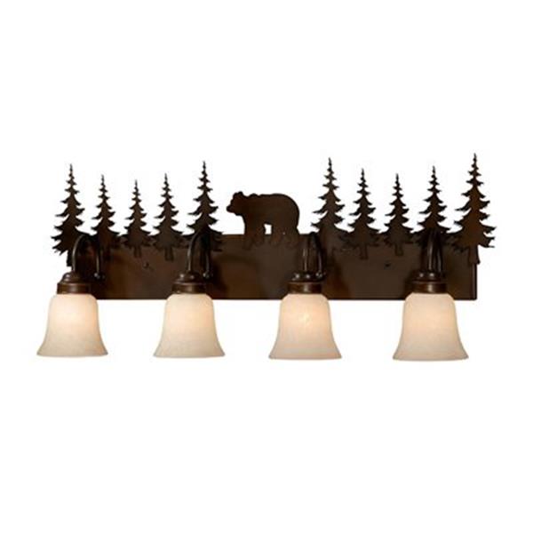 Cascadia Bozeman 4-Light Bronze Rustic Bear Bathroom Vanity Fixture