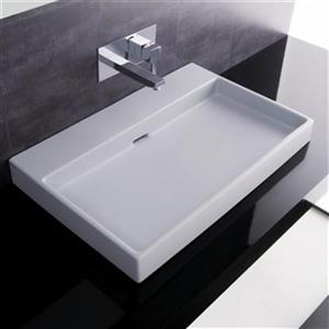 WS Bath Collections 27.6-in x 16.7-in White Ceramica I Wall Mount/Self Rimming Bathroom Sink
