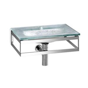 WS Bath Collections Linea 20.1-in x 13.8-in Silver Leaf Glass Wall Mount Rectangular Bathroom Sink