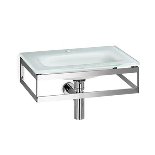 WS Bath Collections Linea 20.1-in x 13.8-in White Glass Wall Mount Rectangular Bathroom Sink