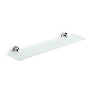 WS Bath Collections Venessia 4.5-in x 31.2-in x 0.3-in Frosted Tempered Glass Bathroom Shelf With Chromed Brass Base
