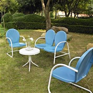 Crosley Furniture Griffith Blue 4-Piece Outdoor Conversation Set
