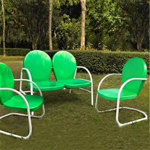 Crosley Furniture Griffith Green 3-Piece Outdoor Conversation Set