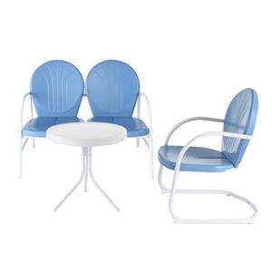 Crosley Furniture Griffith Blue 3-Piece Outdoor Conversation Set