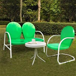 Crosley Furniture Griffith Green 3-Piece Outdoor Conversation Set