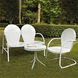 Crosley Furniture Griffith White 3-Piece Outdoor Conversation Set