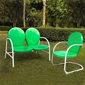 Crosley Furniture Griffith Green 2-Piece Outdoor Conversation Set