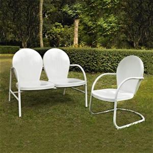 Crosley Furniture Griffith White 2-Piece Outdoor Conversation Set