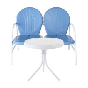 Crosley Furniture Griffith Blue-White 2-Piece Outdoor Conversation Set