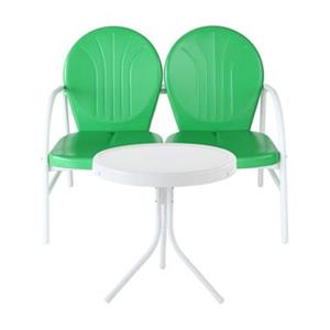Crosley Furniture Griffith Green-White 2-Piece Outdoor Conversation Set