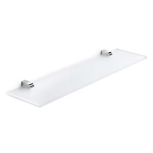 WS Bath Collections Muci 5-in x 23.3-in x 0.3-in Safety Glass Bathroom Shelf With Chromed Brass Base