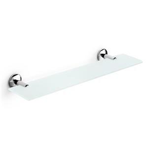 WS Bath Collections Noanta 4.5-in x 15.4-in x 2.2-in Frosted Safety Glass Bathroom Shelf With Chromed Brass Base