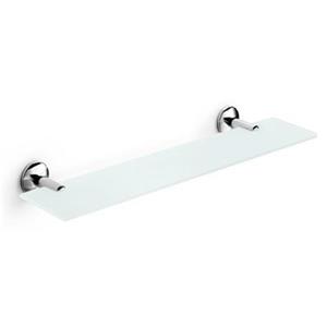 WS Bath Collections Noanta 4.5-in x 19.4-in x 2.2-in Frosted Safety Glass Bathroom Shelf With Chromed Brass Base