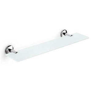 WS Bath Collections Noanta 4.5-in x 23.3-in x 2.2-in Frosted Safety Glass Bathroom Shelf With Chromed Brass Base