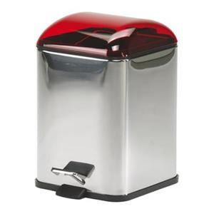 WS Bath Collections Karta Collection Complements 11.40-in x 8.30-in Red Foot Pedal Waste Basket