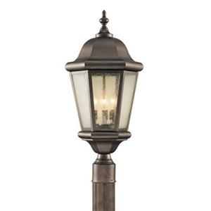 Feiss Martinsville 3-Light Corinthian Bronze Post Mount Light