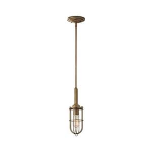 Feiss Urban Renewal Collection 4.38-in x 14.5-in Dark Antique Brass Cylinder Mini Pendant Light