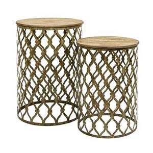 IMAX Worldwide Maridell 18.50-in x 26.50-in Light Brown Nesting Tables (Set of 2)