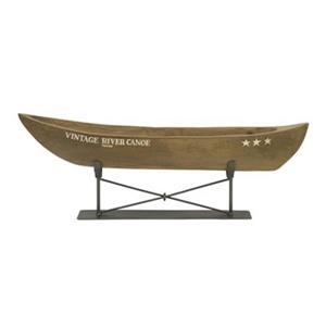 IMAX Worldwide Mango Wood/Metal Vintage River Canoe on Metal Stand Statue