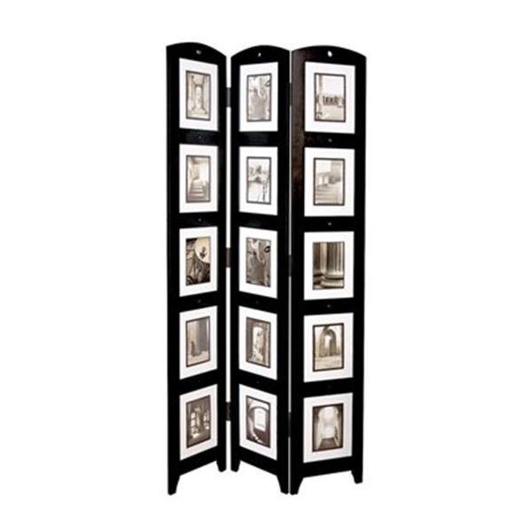 Kiera Grace Preston 64.5-in x 33-in Black Triple Panel Collage Room Divider