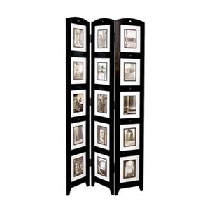 Kiera Grace Preston 64.5-in x 33-in Black Triple Panel Collage Room Divider