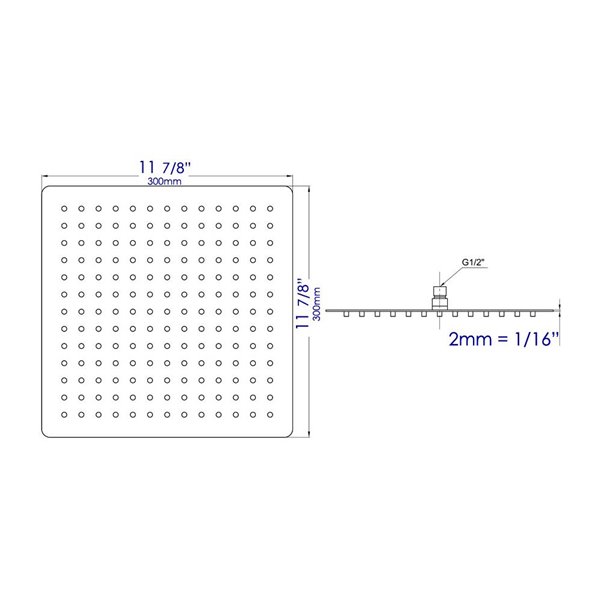 ALFI brand 12-in Polished Stainless Steel Square Ultra Thin Rain Shower Head
