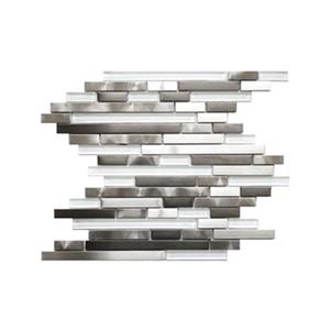 Tuile murale et dosseret mosaïque, acier inox/verre, 11 mcx