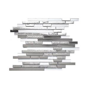 Eden Mosaic Tiles Modern Random Mix Tile White Glass Textured Metal - 11-Pack