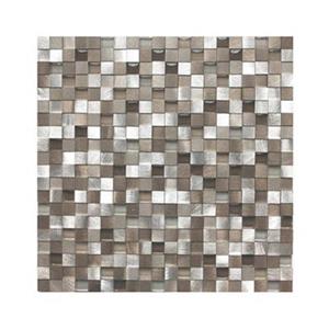 Eden Mosaic Tiles 3D Silver and Pewter Aluminum Square Mosaic Tile - 8-Pack