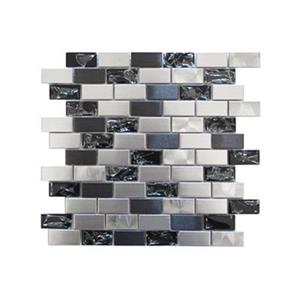 Eden Mosaic Tiles Mosaic Mix Tile - Stainless Steel/Crackled Glass - 11-Pack