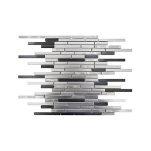 Tuile murale/dosseret barre, acier inox argenté/noir, 11 mcx