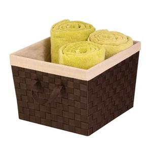 Honey Can Do 10-in x 13-in Large Brown Woven Nested Tote With Liner