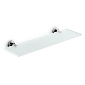 WS Bath Collections Spritz 4.5-in x 31.2-in x 0.3-in Frosted Glass Bathroom Shelf With Chromed Brass Base