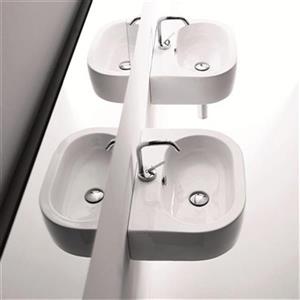 WS Bath Collections Kerasan 18.1-in x 14.6-in White Semi-Circle Bathroom Sink