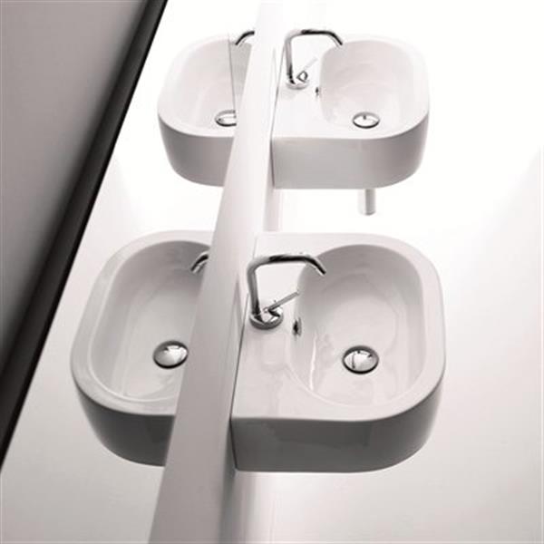 WS Bath Collections Kerasan 19.7-in x 15.7-in White Semi-Circle Bathroom Sink