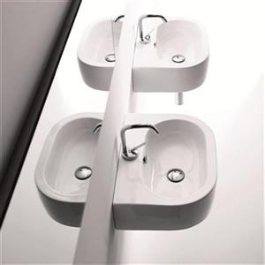 WS Bath Collections Kerasan 19.7-in x 15.7-in White Semi-Circle Bathroom Sink