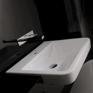 WS Bath Collections 23.2-in x 19.3-in White Ceramica Valdama Rectangular Bathroom Sink