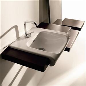 WS Bath Collections Kerasan 15.7-in x 15.7-in White Square Bathroom Sink