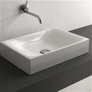 WS Bath Collections Kerasan 19.7-in x 13.8-in White Rectangular Bathroom Sink