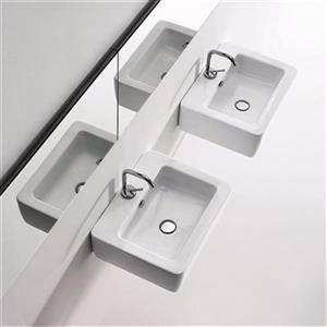 WS Bath Collections Kerasan 19.7-in x 15.7-in White Rectangular Bathroom Sink