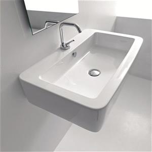 WS Bath Collections Kerasan 15.7-in x 15.7-in White Rectangular Bathroom Sink