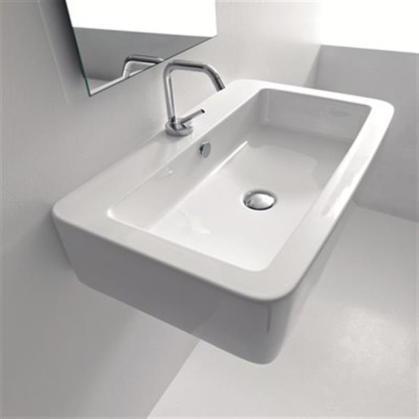 WS Bath Collections Kerasan 27.6-in x 16.9-in White Rectangular Bathroom Sink