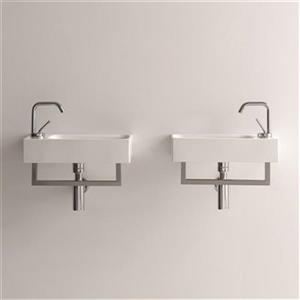 WS Bath Collections Kerasan 17.7-in x 9.8-in White Rectangular Bathroom Sink