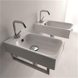 WS Bath Collections Kerasan 17.7-in x 9.8-in White Rectangular Bathroom Sink