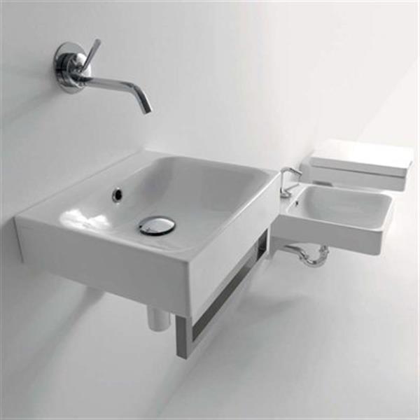 WS Bath Collections Kerasan 15.7-in x 13.8-in White Rectangular Bathroom Sink