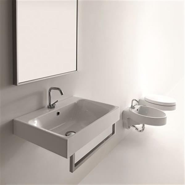 WS Bath Collections Kerasan 23.6-in x 17.7-in White Rectangular Bathroom Sink