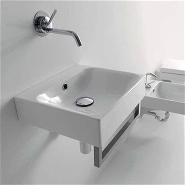 WS Bath Collections Kerasan 23.6-in x 17.7-in White Rectangular Bathroom Sink
