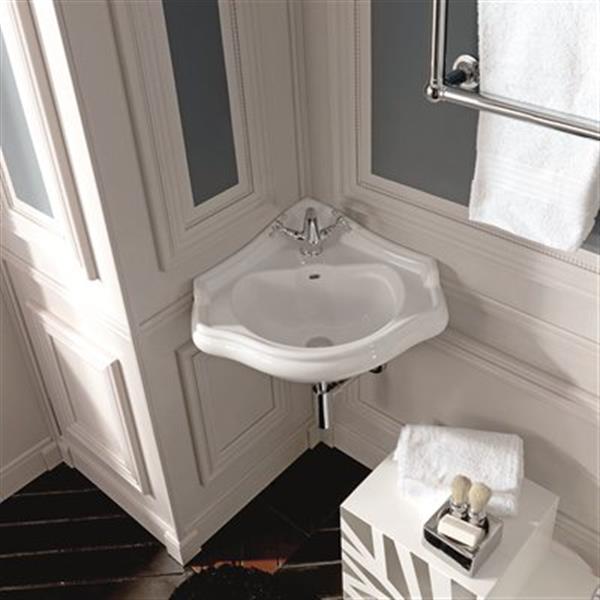 WS Bath Collections Kerasan Corner 17.9-in x 16.1-in White Bathroom Sink