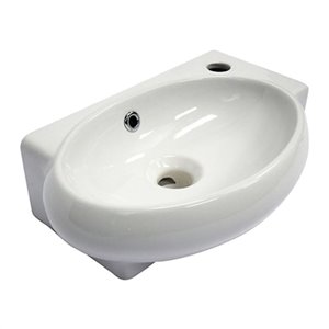 ALFI Brand 17-in x 10.75-in Small White Wall Mounted Ceramic Oval Bathroom Sink
