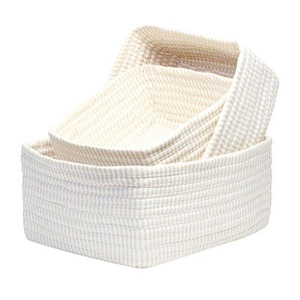 Colonial Mills 8-in x 14-in White Ticking Stripe Nesting Basket Set